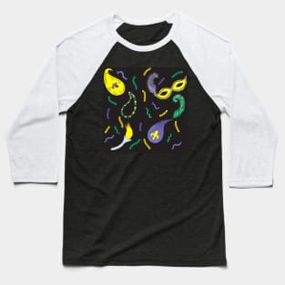 Mardi Gras Paisley Black Background Baseball T-Shirt